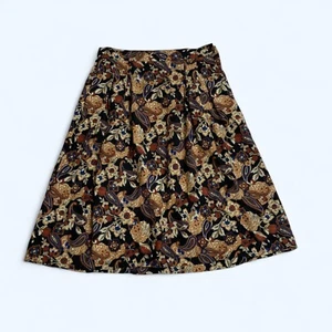 Gonna al ginocchio Koret nera marrone floreale taglia UK 12 US 8 boho scuro e moody - Foto 1 di 7