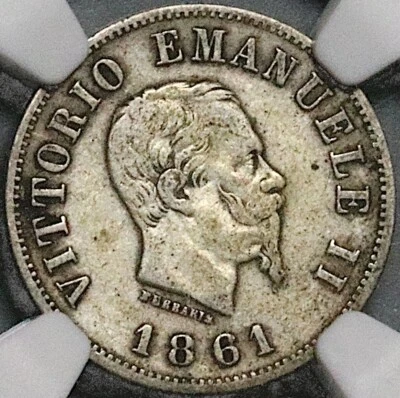 1861-F NGC VF 35 Italy 50 Centesimi Rare Florence Silver Coin POP 2/2 (24082504C - Image 1 of 4