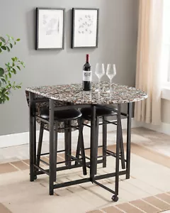 Kings Brand Furniture - Atkins 3-Piece Bar/Pub Dining Set, Black - Picture 1 of 4