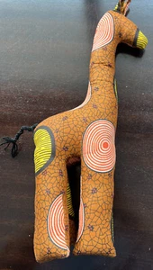 Tela Africana Relleno Jirafa Animal Guardería Decoración 15" Naranja Amarillo Keniano - Imagen 1 de 7