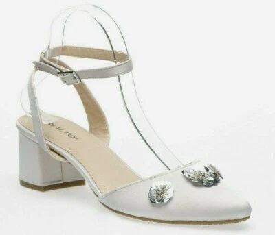 Zapatos de salón de noche Rialto Marjorie adornados con tacón ancho gris claro talla 9 545159 Foto 1 de 4