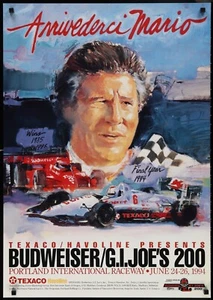 Orig 1994 Sponsor Poster BUDWEISER G.I JOE 200 ARRIVEDERCI MARIO ANDRETTI Texaco - Picture 1 of 1