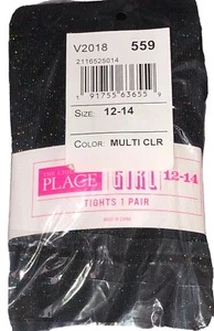 The Childrens Place Girls Fashion Black Tights Sz 12-14 Multicolor Metallic Spar - Picture 1 of 4