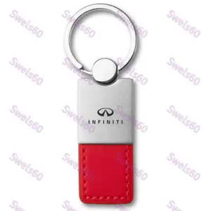 For INFINITI Logo Rectangular Authentic Red Leather Key Fob Keychain Key Tag New - Picture 1 of 5