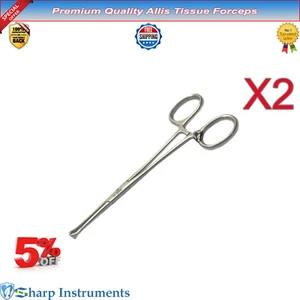 Allis Tissue Forceps 16cm Grasping Tissues Veterinary Surgical Instruments 2PCS - Bild 1 von 2