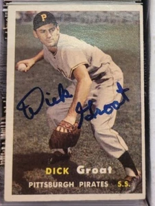 Autographed 1957 Topps DICK GROAT #12 Pittsburgh Pirates Card w/ COA - Picture 1 of 1