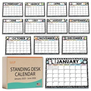 Doodle Small Desk Calendar 2025-2026 Standing Flip - Small Desktop Calendar - Picture 1 of 8
