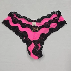 Sexy Victoria's Secret maglia pizzo gamba alta perizoma panty sfacciato nero rosa XS S - Foto 1 di 5