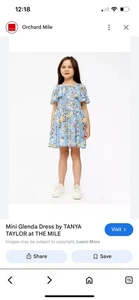 Tanya Taylor Mini Glenda Dress Size XS Blue Floral Designer Kids Dress - Picture 1 of 9