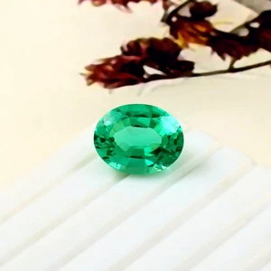 3.60 CT Lab Grown Colombian Hydrothermal Emerald Loose Gemstone Oval Cut 11x8 mm - Picture 1 of 5