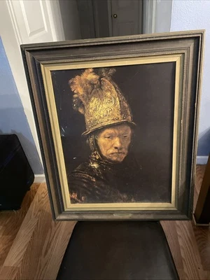 Rembrandt Reproduction of Man In Golden Helmet Oil Painting  Framed - Image 1 of 2