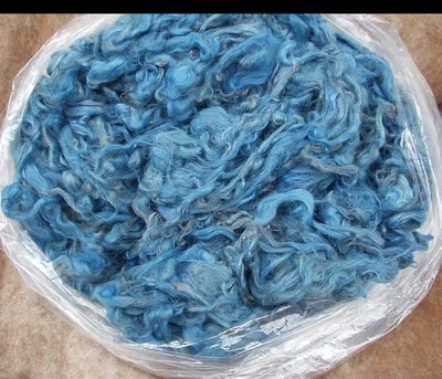 Dark Cornflower Blue Washed Suri Alpaca Fleece Roving Spinning 9 oz. Willadean - Image 1 of 3