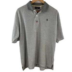 Vintage Ralph Lauren Polo Sport Grey Striped Polo Shirt XXL - Picture 1 of 8