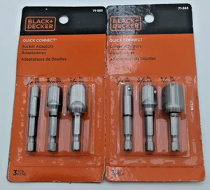 2 pack Black & Decker 3 Piece Socket Adaptor Set - 1/4, 1/2, 3/8" - #71-565 NEW - Picture 1 of 4