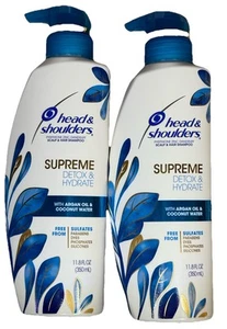 2 champú Head & Shoulders Supreme Detox & Hydrate 11,8 oz aceite de argán NUEVO - Imagen 1 de 3