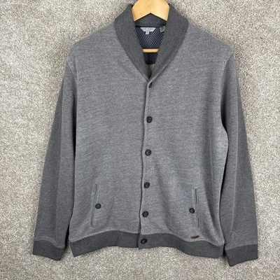 Suéter Ted Baker London Berdnor Gris Cuello Chal Abotonado Para Hombre Talla 6 XXL Foto 1 de 4