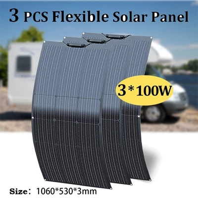 300W 12V Flexibel Solarmodul Solarpanel Solarzelle Monokristallin Wohnmobil Boot - Bild 1 von 4