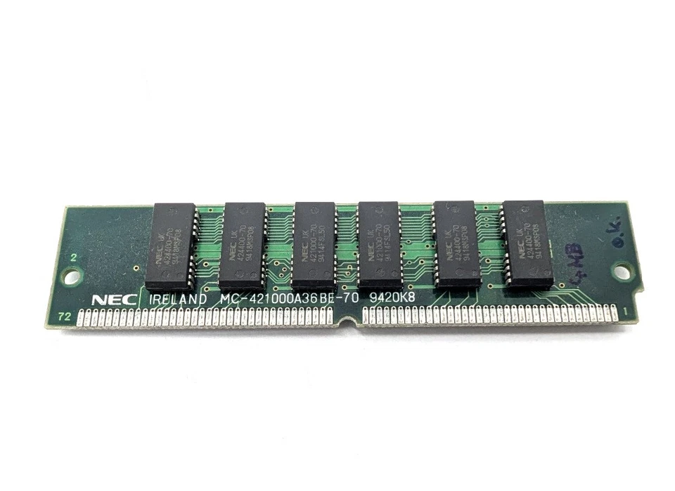 MC-421000A36NE-70 4MB PS/2 FPM RAM SIMM 1Mx36 72-pin Memory nonParity NEC - Image 1 of 1