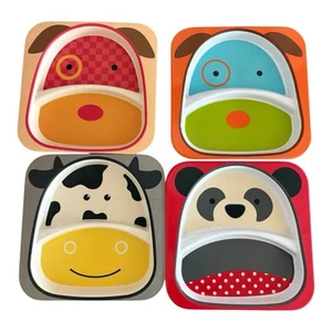 Skip Hop Zoo Plate Dog Panda Cow Plates Baby Toddler Kids LOT OF 4 Serving Tray - Picture 1 of 17