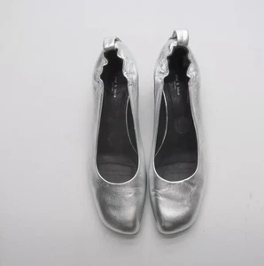 Rag And Bone Metallic Pumps Size 40 Silver Leather Block Heel Slip On Shoes - Picture 1 of 6