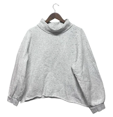 Madewell MWL Cropped Sweatshirt Women’s Size XL Gray Mock Neck Long Sleeve Boxy - Image 1 of 4