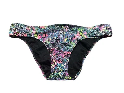 Parte inferior de bikini Victoria's Secret The Knockout negro rosa salpicaduras talla mediana Foto 1 de 4