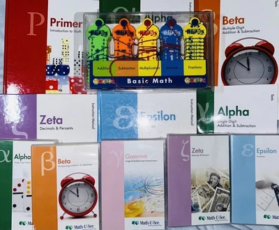 Math U See Curriculum Bundle Instruction Manuals With DVD's & Wrap Ups  - Image 1 of 4