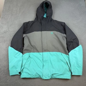 DC Jacket Mens Medium Black Gray Aqua Hooded 5000mm Waterproof Snow Ski Coat - Picture 1 of 14