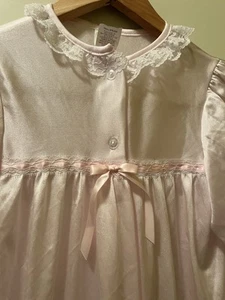 Set Vintage Girls Laura Dern Long Pink Nylon Robe And Nightgown USA Sz. 8 - Picture 1 of 15