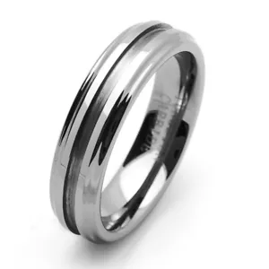 Men 6MM Comfort Fit Tungsten Carbide Wedding Band Brushed Groove Ring / GIFT BOX - Picture 1 of 1