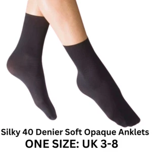 40 Denier Ladies Soft Opaque Ankle High Pop Trouser Socks Ankle UK Size 3-8 - Picture 1 of 1