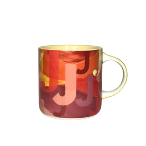 Taza Anthropologie Lottie Monograma Letra J Rojo Naranja Amarillo - Imagen 1 de 11