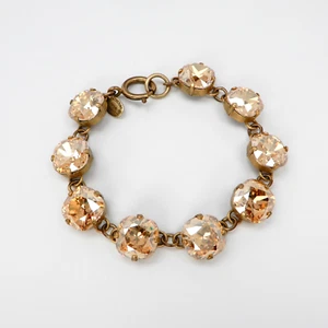 Catherine Popesco Frankreich Gold Swarovski Kristall Armband 7,25" Champagner - Bild 1 von 10