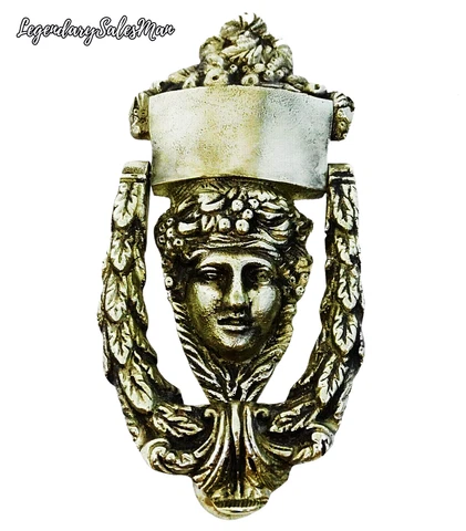 VICTORIAN SOLID BRASS DOOR KNOCKER BRASS NAME PLATE GODDESS ANTIQUE Cover