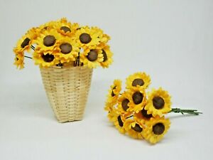 10 pièces de papier mûrier tournesol miniature minuscule (2-2,5 cm) fleur faite main