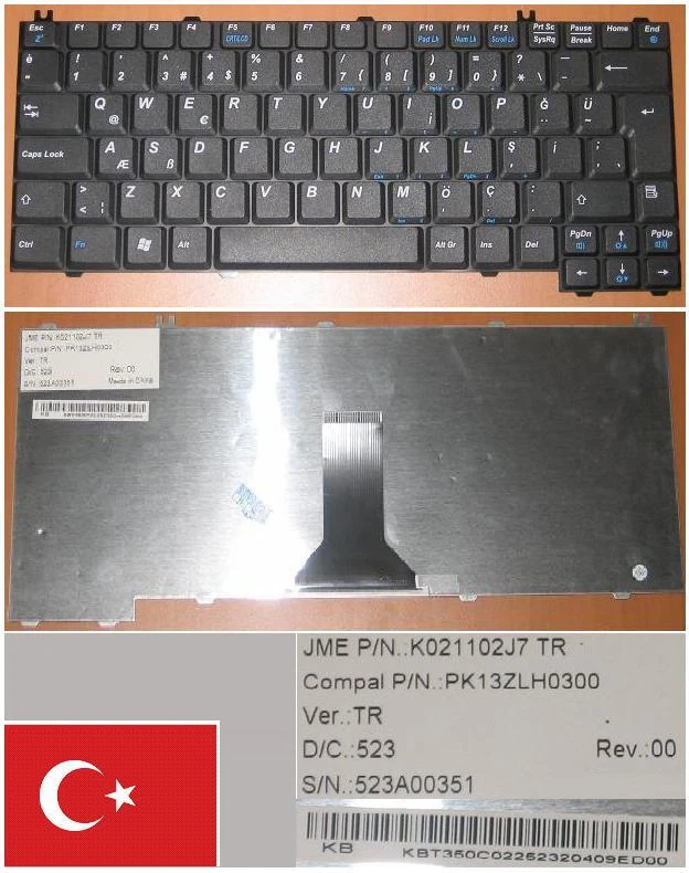 Keyboard qwerty Turkish Acer TM290 PK13ZLH0300 K021102J7 KB.T350C.022 - Image 1 of 1