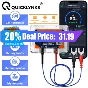 QUICKLYNKS BM6 Car Battery Monitor Bluetooth 12V Battery Load Tester for iPhone - Picture 1 of 12