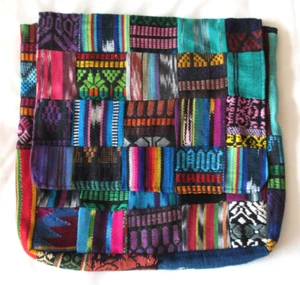 Messenger Bag Patch Work Striped Guatemala Fabric Cotton New Handmade Huipil #KK - Picture 1 of 7