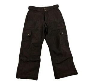 Lands End Kids Brown Snow Ski Insulated Lined Cargo Pants Size 8 Nylon Lined - Picture 1 of 8