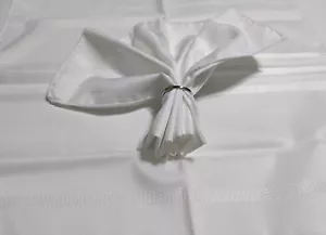 Napkins Cloth Dinner Dining White Satin Striped Cloth Napkins Set of 6 - Picture 1 of 3