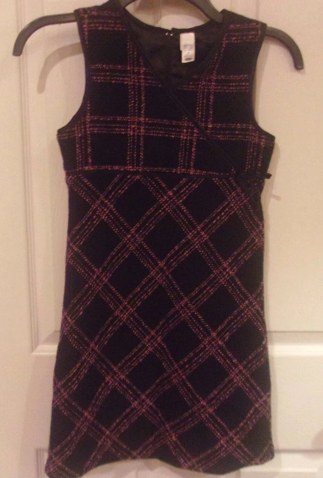 Niñas ANTIGUO AZUL MARINO ~ VESTIDO SUÉTER NEGRO ROSA ~ talla 8 ~ NUEVO ~ fiesta ~ línea A $35 Foto 1 de 4