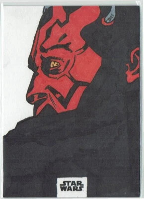 Star Wars Finest 2018 Topps Artist Sketch Card by Ibrahim Ozkan - Darth Maul - Image 1 of 2