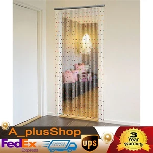 Natural Bamboo Beaded Curtain Colorful Boho Bamboo Beaded Window Doors Divider - Picture 1 of 19