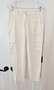 Theory Ivory Cream Linen Blend Cargo Pants Sz 2 XS - Picture 1 of 12