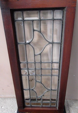 SUBSTANTIAL ANTIQUE ARTS & CRAFTS ALL BEVELED GLASS WINDOW # 588 Cover