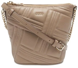 Bolso Bandolera DKNY Allen Crossgrid Cuero Suave Acolchado Tostado Top Cremallera NUEVO - Imagen 1 de 6