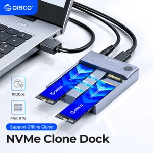 ORICO M.2 Dual-Bay NVMe Docking Station USB C NVMe Cloner for PCIe M-Key SSD 8TB - Picture 1 of 11