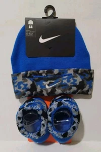 Nike Royal Blue Camo Infant Hat & Booties Baby 0-6 Months Brand New With Tag - Picture 1 of 6