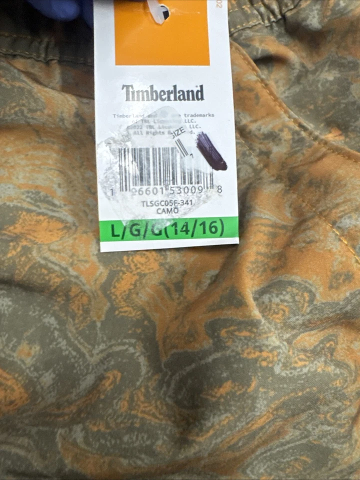 Timberland Printed Stretch Drawstring Shorts Boys L14 Camo Elastic Waist Pull On - Image 1 of 4