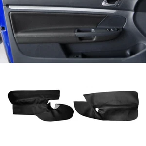 3-DOOR 2xFront Door Armrest Panels Leather Cover for VW Golf MK5 Rabbit Black - Picture 1 of 6